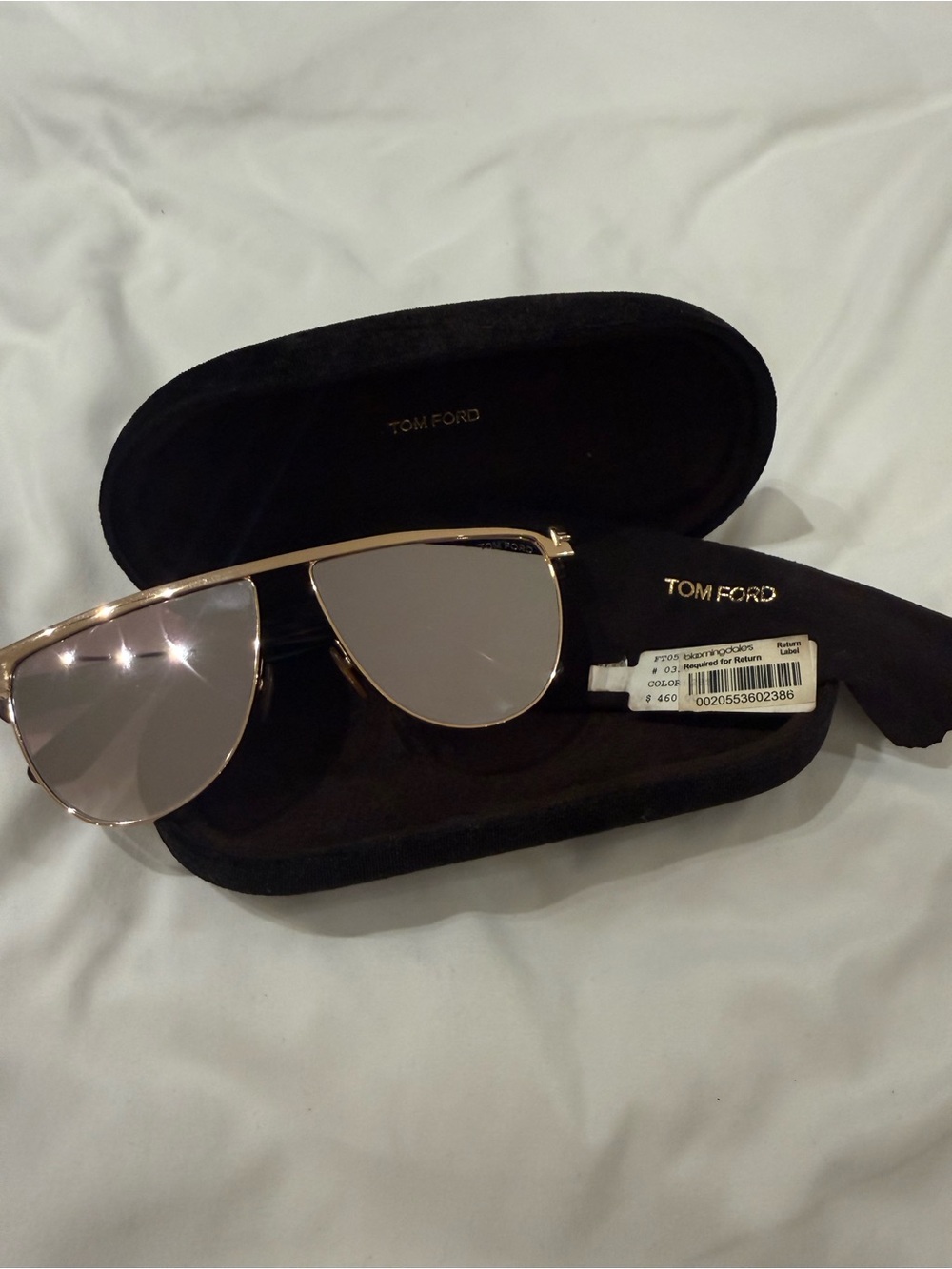 Tom Ford Gold Frame Sunglasses with Silver/Mirrored Lenses